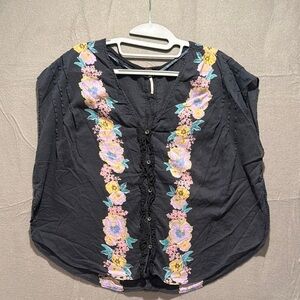 ONE WORLD Black Boxy Embellished Blouse
